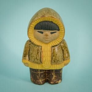 Vintage 1970s Lisa Larson North Nord Gustavsberg Stone Ceramic Inuit Eskimo Girl